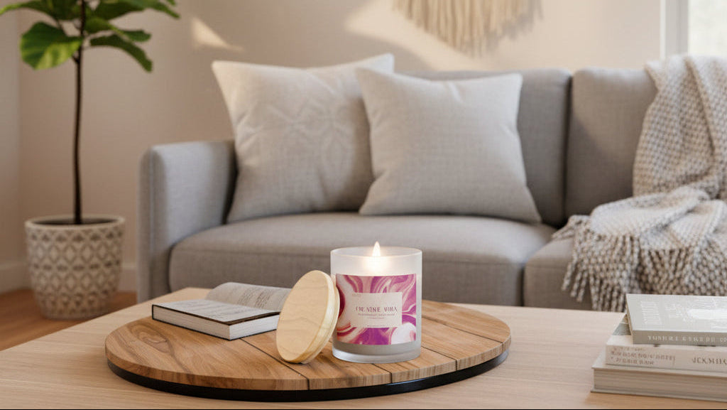 Creative Aura Frosted Glass Candle – 11oz, Blackberry Vanilla