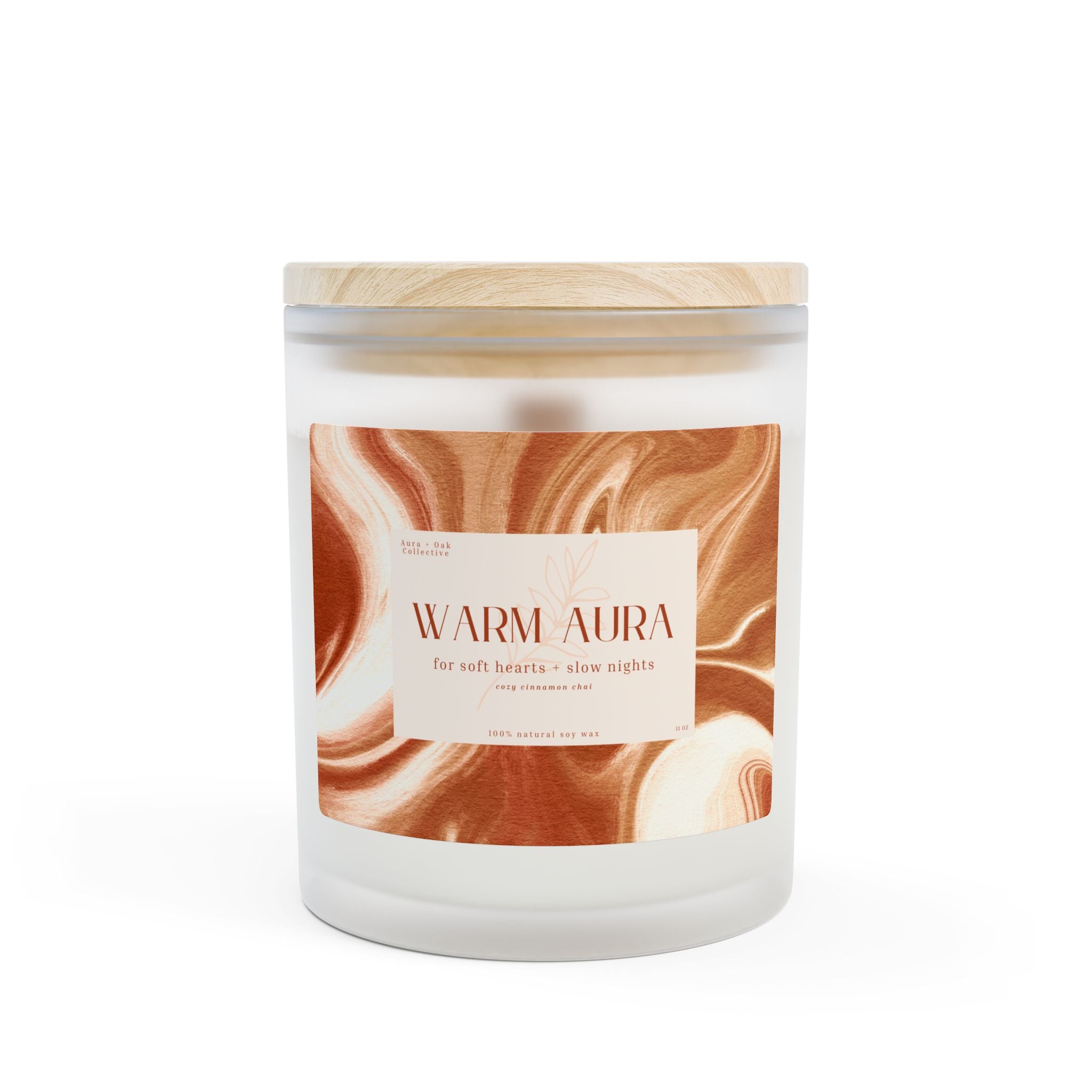 Warm Aura Frosted Glass Candle — 11oz, Cinnamon Chai