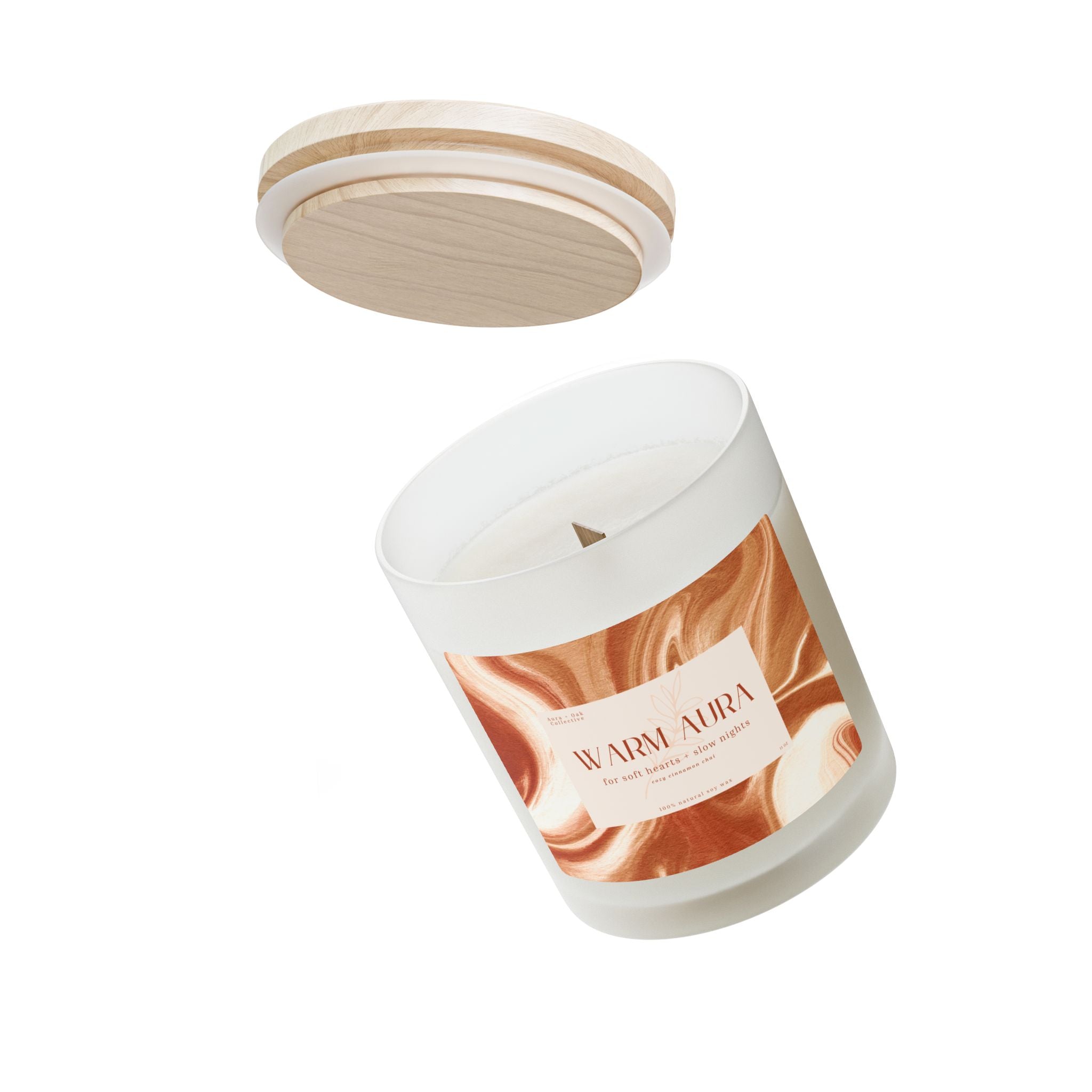 Warm Aura Frosted Glass Candle — 11oz, Cinnamon Chai