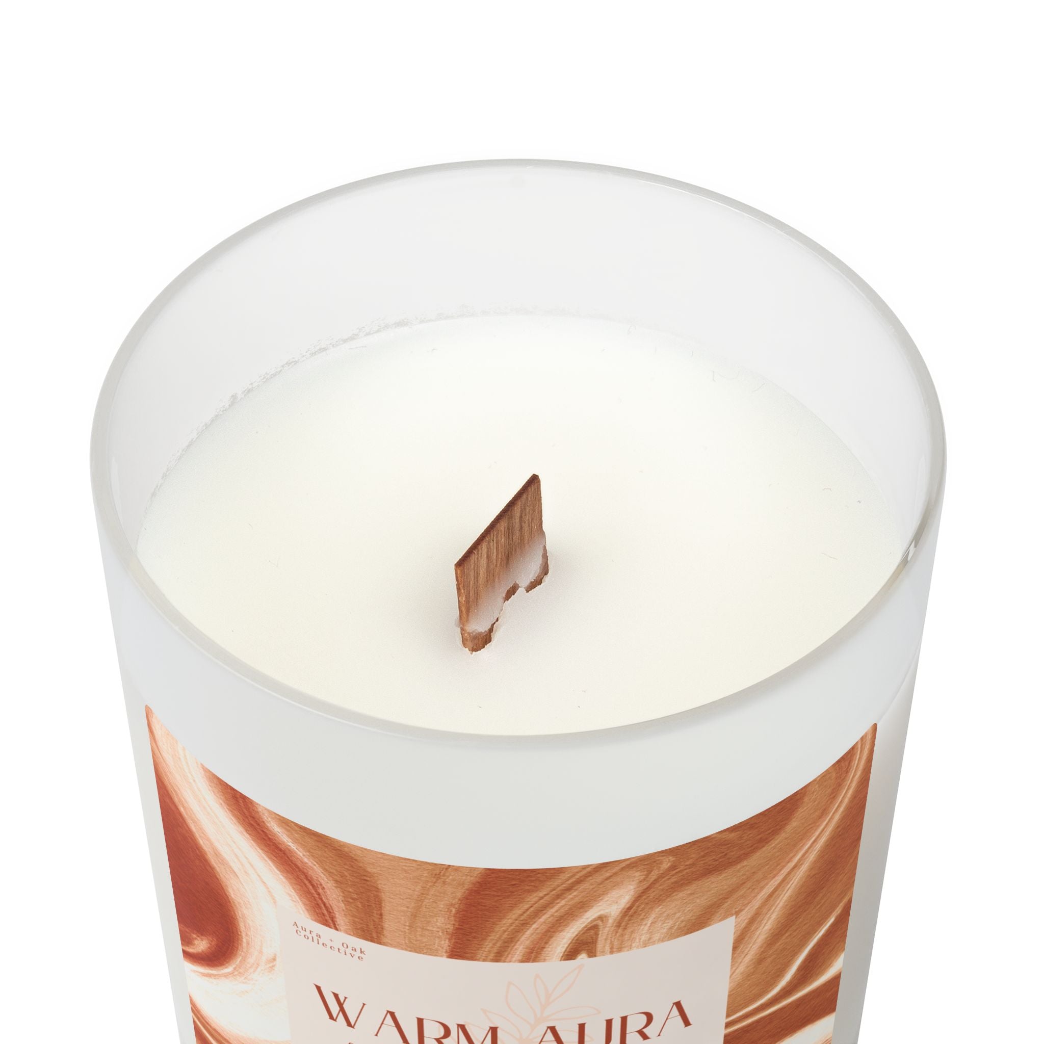 Warm Aura Frosted Glass Candle — 11oz, Cinnamon Chai