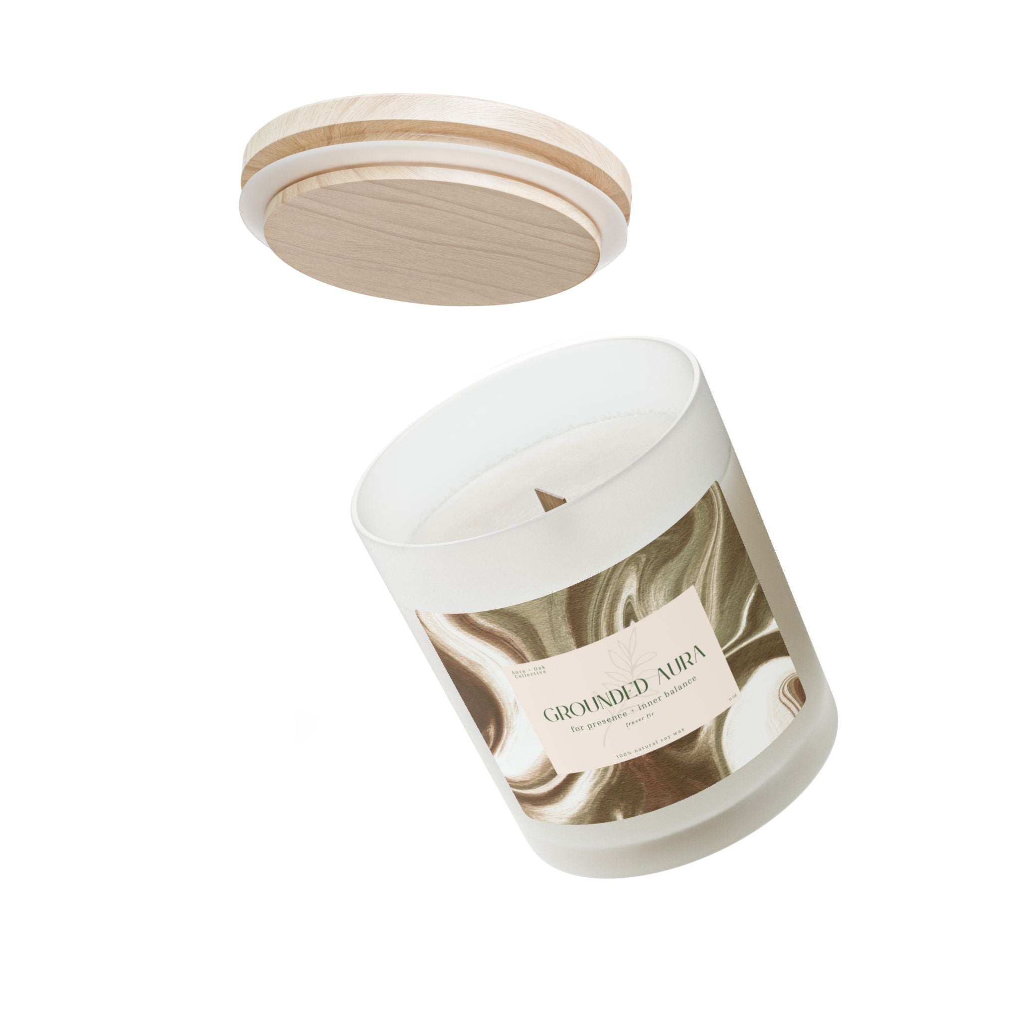 Grounded Aura Frosted Glass Candle – 11oz, Fraser Fir