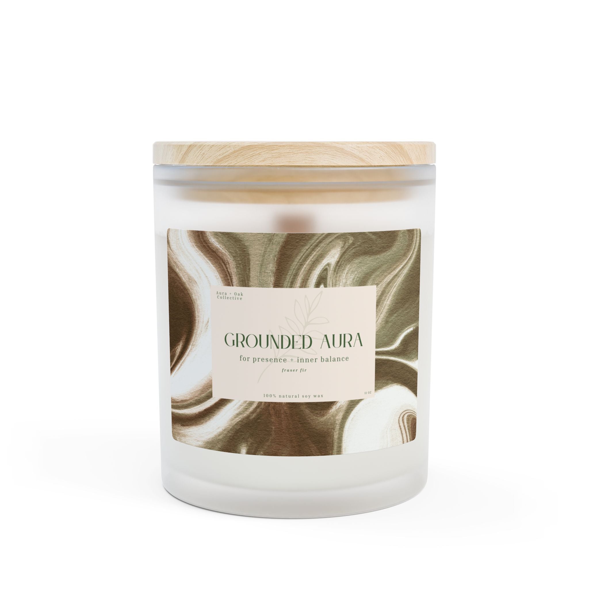 Grounded Aura Frosted Glass Candle – 11oz, Fraser Fir