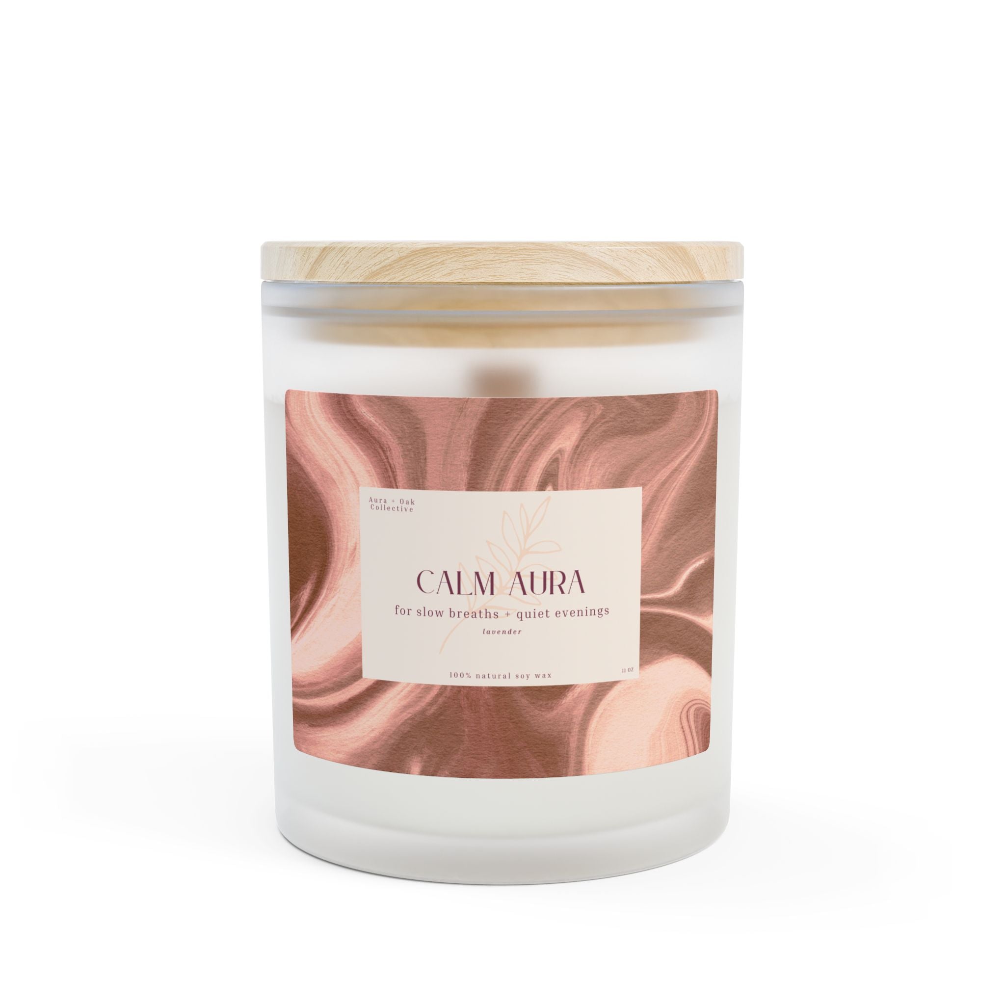 Calm Aura Frosted Glass Candle — 11 oz, Lavender